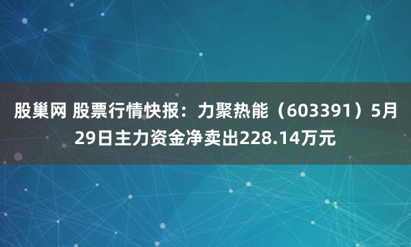 股巢网 股票行情快报：力聚热能（603391）5月29日主力资金净卖出228.14万元